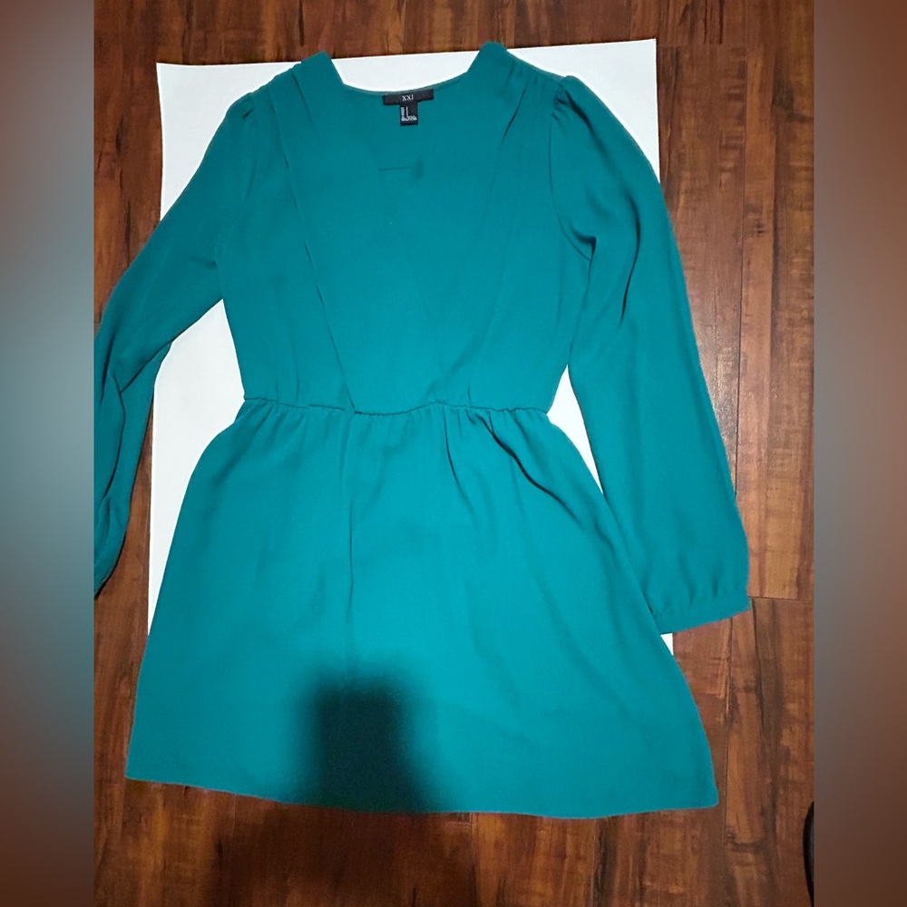 Forever 21 Y2K Teal Long Sleeve Dress